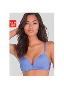 Bralette-BH Lascana "Maria", Damen, Gr. 85, Cup C, blau, pink, Microtouch, Obermaterial: 73% Polyamid, 18% Polyester, 9% Elasthan, BHs, mit wundersch&ouml;nem Blumenmuster aus Stickereispitze, Dessous