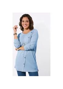 Langarmshirt Casual Looks "Rundhals-Shirt", Damen, Gr. 42, eisblau, 95% Viskose, 5% Elasthan, unifarben, Rundhals, Shirts Langarmshirt