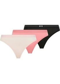 String BOSS "3P THONG", Damen, Gr. M, 3 Stk., open miscellaneous 968, Jersey, Obermaterial: 90% Baumwolle, 10% Elasthan, k&ouml;rpernah, Unterhosen String, mit BOSS Logobund
