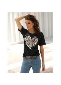 T-Shirt Classic Basics "Kurzarm-Shirt", Damen, Gr. 52, schwarz, bronzefarben, 100% Baumwolle, bedruckt, gemustert, Rundhals, Shirts T-Shirt