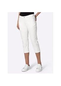 Bequeme Jeans Heine, Damen, Gr. 34, Normalgr&ouml;&szlig;en, wei&szlig;, 98% Baumwolle, 2% Elasthan, unifarben, kurz, Jeans