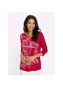 3/4-Arm-Shirt Classic Basics "Langarm-Shirt", Damen, Gr. 40, rot, wei&szlig;, 100% Baumwolle, gemustert, mehrfarbig, Rundhals, Shirts 3/4-Arm-Shirt