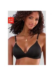 Bralette-BH Lascana, Damen, Gr. 80, Cup C, blau (schwarz), Microtouch, Obermaterial: 60% Polyamid, 35% Polyester, 5% Elasthan, BHs, mit Push-up-Kissen & zwei Tragevarianten, sexy Dessous