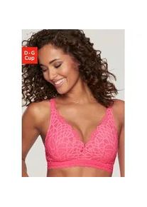 Bralette-BH Lascana, Damen, Gr. 80, Cup G, blau (pink), Spitze, Obermaterial: 88% Polyamid, 12% Elasthan, BHs, ohne B&uuml;gel, aus Spitze mit High-Apex-Tr&auml;gern, Dessous