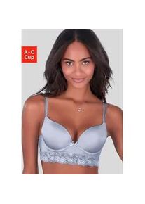 Push-up-BH Vivance "Anisa", Damen, Gr. 70, Cup A, hellblau, Microtouch, Obermaterial: 60% Polyamid, 35% Polyester, 5% Elasthan, BHs Push-up-BH, mit B&uuml;gel und Spitze entlang der Unterbrust, sexy Dessous