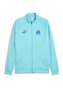 Sweatjacke Puma "Olympique de Marseille KING Anthem Jacke Herren", Damen, Gr. S, team aqua wei&szlig; blau, Obermaterial: 63% Polyester, 37% Baumwolle; Taschenfutter: 100% Polyester; Rippe: 93% Polyester, 7% Elasthan; Besatz: 100% Polyester, Sweatjacken Sweatjacke