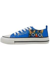 Ballerina DOGO "Liria Low-Top Sneaker Meow Attack Damen Sneaker", Damen, Gr. 41, Normalschaft, blau, Textil, Schuhe Ballerina, Handgefertigt