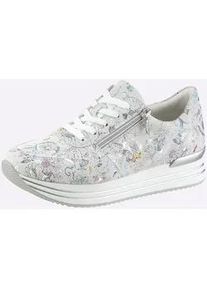 Sneaker Remonte, Damen, Gr. 37, hellgrau, bedruckt, Leder, Schuhe Sneaker