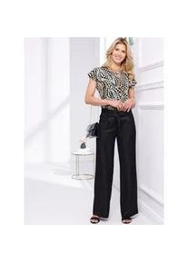 Print-Shirt Classic Basics "Kurzarm-Shirt", Damen, Gr. 42, elfenbein, schwarz, bedruckt, 100% Baumwolle, gemustert, gepunktet, mehrfarbig, Rundhals, Shirts