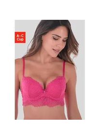 Push-up-BH s.Oliver "Sophie", Damen, Gr. 75, Cup B, pink, Spitze, Obermaterial: 90% Polyamid, 10% Elasthan, BHs Push-up-BH, aus feiner Spitze in leichter Longform, sexy Dessous, Reizw&auml;sche