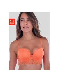 Push-up-BH s.Oliver "Sophie", Damen, Gr. 70, Cup B, melone, Spitze, Obermaterial: 90% Polyamid, 10% Elasthan, BHs Push-up-BH, aus feiner Spitze in leichter Longform, sexy Dessous, Reizw&auml;sche