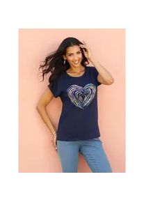 Kurzarmshirt Classic Basics "Kurzarm-Shirt", Damen, Gr. 48, marine, 100% Baumwolle, bedruckt, gemustert, mehrfarbig, Rundhals, Shirts