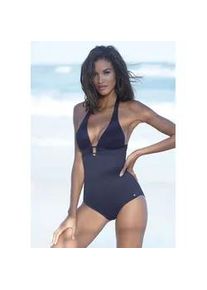 Badeanzug s.Oliver, Damen, Gr. 36, Cup C/D, blau (marine), Microfaser, unifarben, Badeanz&uuml;ge Badeanzug, mit stoff&uuml;berzogener Zierschnalle