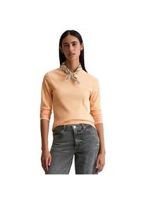 Marc O'Polo Langarmshirt MARC O'POLO DENIM "aus Rippjersey", Damen, Gr. XXL, bleached apricot, Obermaterial: 96% Baumwolle, 4% Elasthan, unifarben, slim fit, Rundhals, normaler Saum, Shirts Langarmshirt