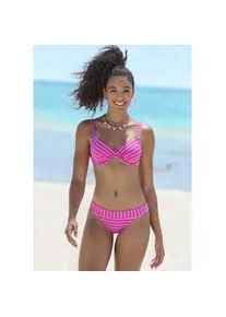 B&uuml;gel-Bikini Vivance, Damen, Gr. 42, Cup E, lila (beere, creme), Recycling-Polyamid, gestreift, Bikini-Sets B&uuml;gel-Bikini, im Steifen-Design