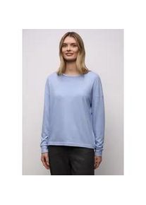 Langarmshirt Street One, Damen, Gr. 36, frosted blau meliert, Stoff, 83% Viskose, 17% Polyester, meliert, normal normal, Rundhals, B&uuml;ndchen, Shirts Langarmshirt, im Melange Look