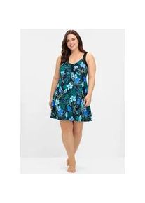 Tankini-Top sheego, Damen, Gr. 50, Cup C, tiefblau, bedruckt, Elasthan, Polyamid, Bikini-Oberteile