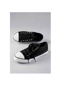 Sneaker ANISTON SHOES, Damen, Gr. 38, schwarz, Textil, Schuhe Sneaker, Schn&uuml;rschuh, Freizeitschuh in H&auml;keloptik - NEUE KOLLEKTION
