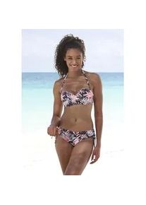 B&uuml;gel-Bandeau-Bikini-Top Buffalo "Branda", Damen, Gr. 42, Cup E, bunt (braun, apricot), Recycling-Polyamid, bedruckt, Bikini-Oberteile, mit floralem Design