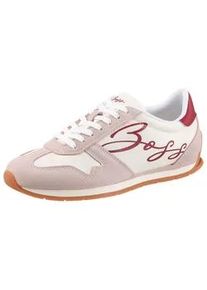 Sneaker BOSS ORANGE "Levon Runn", Damen, Gr. 41, wei&szlig;, natur, bordeaux, Lederimitat, Textil, kontrastfarbene Details, Schuhe Sneaker, Freizeitschuh, Halbschuh, Schn&uuml;rschuh mit leichter Laufsohle