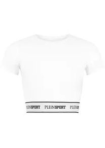 T-Shirt Plein Sport "Fleece Cropped T-Shirt", Damen, Gr. M, 01, wei&szlig;, Obermaterial: 69% Polyamid, 31% Elasthan, Shirts T-Shirt