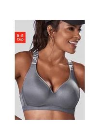 Sport-BH Lascana ACTIVE, Damen, Gr. 80, Cup E, grau (anthrazit), Netz, Obermaterial: 67% Polyamid, 20% Elasthan, 13% Polyester, BHs Sport-BH Sportbekleidung, mit B&uuml;gel & eingearbeitetem Push-up-Kissen