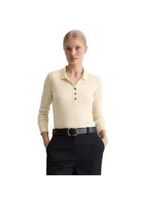 Marc O'Polo Langarm-Poloshirt MARC O'POLO "aus Organic-Cotton-Modal-Mix", Damen, Gr. XS, raw cream, Obermaterial: 52% Baumwolle, 48% Modal, unifarben, regular fit, normaler Saum, Shirts