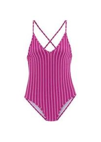 Badeanzug Vivance, Damen, Gr. 44, Cup C/D, lila (beere, creme), Recycling-Polyamid, Badeanz&uuml;ge Badeanzug, mit Nadelstreifen