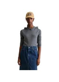 Marc O'Polo Langarmshirt MARC O'POLO DENIM "aus weichem Rippjersey", Damen, Gr. XL, asphalt melange, Obermaterial: 50% Baumwolle, 47% Modal, 3% Elasthan, unifarben, Basic, slim fit, normaler Saum, Shirts Langarmshirt