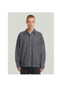 G-Star Raw Langarmshirt G-STAR "Boxy Fit Overshirt", Damen, Gr. S, india ink, folkstone gray double dye gd, Obermaterial: 75% Baumwolle, 25% Baumwolle, Shirts Langarmshirt
