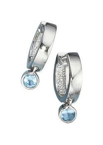 Paar Creolen Jobo "Ohrringe", blau, Ohrringe, Damen, Silber 925 (Sterlingsilber), 925 Silber rhodiniert mit 2 Zirkonia