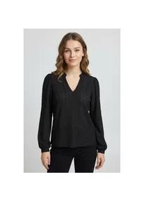 Blusenshirt Only "ONLMELANIE L/S SPLIT TOP JRS", Damen, Gr. L, schwarz, Jersey, Obermaterial: 98% Polyester, 2% Elasthan, unifarben, regular fit, Rundhals, Shirts Blusenshirt