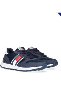 Sneaker Tommy Hilfiger, Herren, Gr. 36, blau, wei&szlig;, Lederimitat, Textil, Schuhe Sneaker, Running Sneaker, Schn&uuml;rschuh im Materialmix