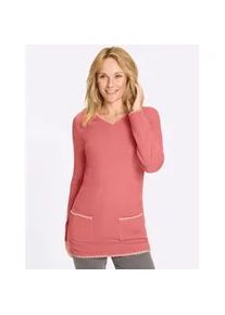 Longpullover Classic Basics "V-Pullover", Damen, Gr. 40, flamingo, 100% Polyacryl, unifarben, Pullover Longpullover