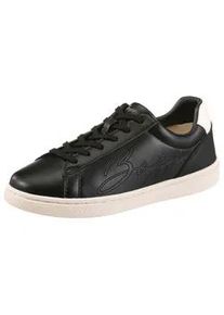 Sneaker BOSS ORANGE "Everlynn Tenn", Damen, Gr. 40, schwarz, cremefarben, Lederimitat, unifarben mit Farbeinsatz, Schuhe Sneaker, Schn&uuml;rschuh,Halbschuh,Freizeitsneaker mit Kontrastbesatz an der Ferse