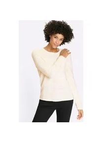Rundhalspullover "Langarm-Pullover", Damen, Gr. 42, ecru, 100% Polyacryl, unifarben, Pullover Rundhalspullover