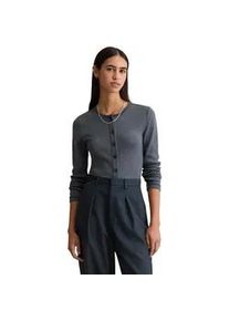 Marc O'Polo Langarmshirt MARC O'POLO DENIM "aus Rippjersey", Damen, Gr. L, asphalt melange, Obermaterial: 50% Baumwolle, 47% Modal, 3% Elasthan, unifarben, Basic, slim fit, normaler Saum, Shirts Langarmshirt