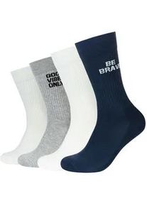 Socken s.Oliver "Tennissocken 4er Pack", Damen, Gr. 35-38, blau nights, 66% Baumwolle, 28% Polyester, 5% Elastodien, 1% Elasthan, gemustert, Socken Socken, 4er Pack Hergestellt aus OCS-zertifizierter Organic Cotton, Gepolsterte Sohle f&uuml;r sp&uuml;rbare Entlastung