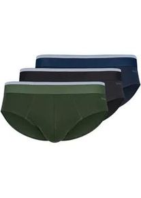 Brasilslip Skiny "Cotton Multipack", Herren, Gr. XL, oliveblauschwarz selection, Obermaterial: 95% Baumwolle, 5% Elasthan, unifarben mit Farbeinsatz, normal, Unterhosen, klassisch, basic, elastisch, bequem, kein Einschneiden, Baumwollmix