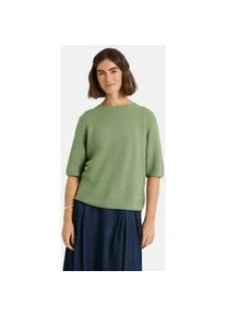 LIEBLINGSST&Uuml;CK Kurzarmpullover LIEBLINGSST&Uuml;CK "KleraEP", Damen, Gr. 44, garden gr&uuml;n, Strick, Obermaterial: 100% Baumwolle, unifarben, h&uuml;ftlang, Rundhals, Raglan&auml;rmel Rollsaum, Pullover, Halbarm mit Rundhals, unifarben