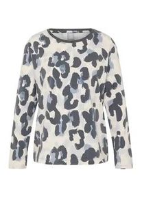 Langarmshirt Rabe, Damen, Gr. 52, granit, Jersey, Obermaterial: 92% Baumwolle, 8% Elasthan, bedruckt, gerade h&uuml;ftlang, Rundhals, Shirts Langarmshirt, mit Allover-Print