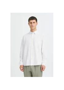 Leinenhemd Blend "BHLinex", Herren, Gr. XL, US-Gr&ouml;&szlig;en, snow wei&szlig;, 55% Leinen, 45% Viskose, unifarben, Basic normal, hoch geschlossener Ausschnitt, 2-Knopf-Manschette, Hemden, Stilvolles Langarmhemd aus Leinenmix mit Brusttasche