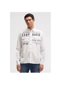 Langarmhemd CAMP DAVID, Herren, Gr. XXL, Normalgr&ouml;&szlig;en, wei&szlig;, Web, Material: 100% Baumwolle, bedruckt, bestickt, regular fit normal, 1-Knopf-Manschette, Hemden, mit Klappentaschen