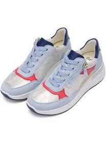 Keilsneaker Ara "GARDA", Damen, Gr. 8 (42), hellblau kombiniert, Glattleder, Veloursleder, kontrastfarbene Details, Schuhe, Plateausneaker, Keilsneaker mit Wechselfu&szlig;bett in H-Weite
