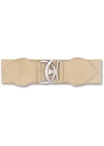 Bernd G&ouml;tz Tailleng&uuml;rtel BERND G&Ouml;TZ "Tailleng&uuml;rtel mit Stretch und gro&szlig;er silberner Ringschlie&szlig;e", Damen, Gr. 70, beige, Kunstfaser, G&uuml;rtel