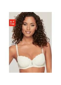 Schalen-BH Lascana "Romea", Damen, Gr. 85, Cup B, beige (creme), Spitze, Obermaterial: 55% Polyamid, 38% Polyester, 7% Elasthan, BHs Schalen-BH, mit B&uuml;gel & floraler Spitze, Dessous