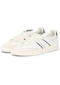 Tommy Hilfiger Sneaker TOMMY JEANS "THE GREENWICH EDGE MIX", Herren, Gr. 41, ecru, schwarz, Glattleder, Lederimitat, Veloursleder, Schuhe Sneaker, Schn&uuml;rschuh, Freizeitschuh mit Kontrastdetails -klein ausfallend