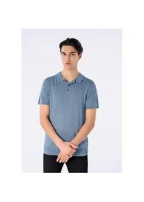 Poloshirt LINDBERGH "Poloshirt Slim Fit", Herren, Gr. M, blau blend, Obermaterial: 80% Viskose, 20% Nylon, schmal, V-Ausschnitt, Shirts