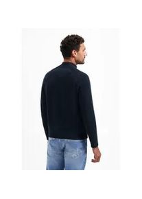 Stehkragenpullover NO EXCESS "NO EXCESS Melierter Half-Zip-Pullover", Herren, Gr. XL, night, 63% Polyester, 37% Baumwolle, Pullover Stehkragenpullover