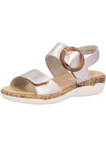 Sandale Remonte, Damen, Gr. 43, kupferfarben, Leder, metallic, Basic, Schuhe Sandale, Klettschuh, Sommerschuh, Sandalette mit herausnehmbarem Fu&szlig;bett